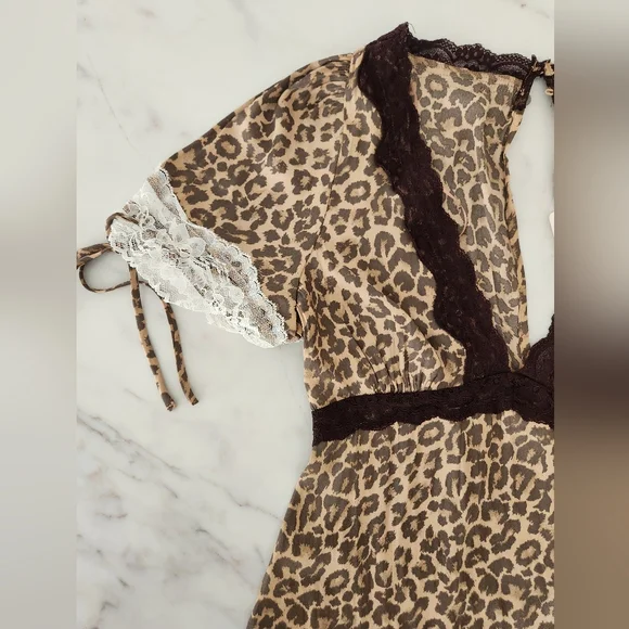 NWT Free People Jos Mini Dress Leopard and lace size small‎ - Picture 9 of 15